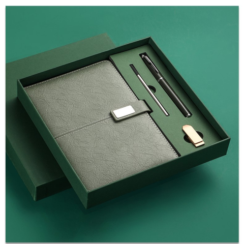 Agenda - Set de birou elegant cu agenda din piele ecologica, pix metalic si stick USB – alegerea perfecta pentru cadouri business rafinate