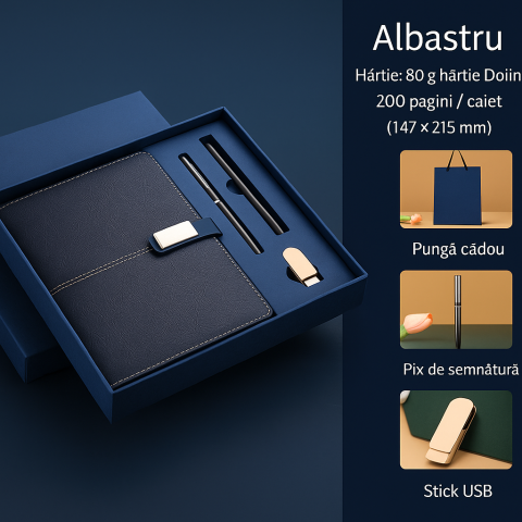 Set de birou elegant cu agenda din piele ecologica, pix metalic si stick USB – alegerea perfecta pentru cadouri business rafinate [5]