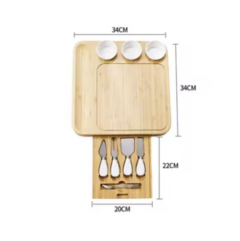 Set Deluxe de Servire din Bambus cu Sertar – Eleganta si Functionalitate pentru Aperitive [1]