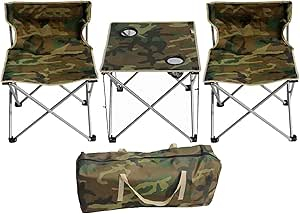 Camping - Set Masa Pliabila 40x45 cm + 2 Scaune 60x30 cm pentru Pescuit – Cadru Metalic, Geanta Transport Inclusa