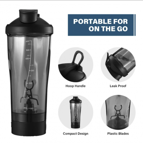 Shaker electric - Shaker electric portabil cu motor puternic si incarcare USB – Solutia ideala pentru un stil de viata activ