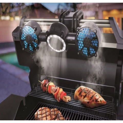 Casă & Bucătărie - Ventilator Dual cu Pulverizare pentru Grătar – Răcire și Iluminare LED pentru BBQ