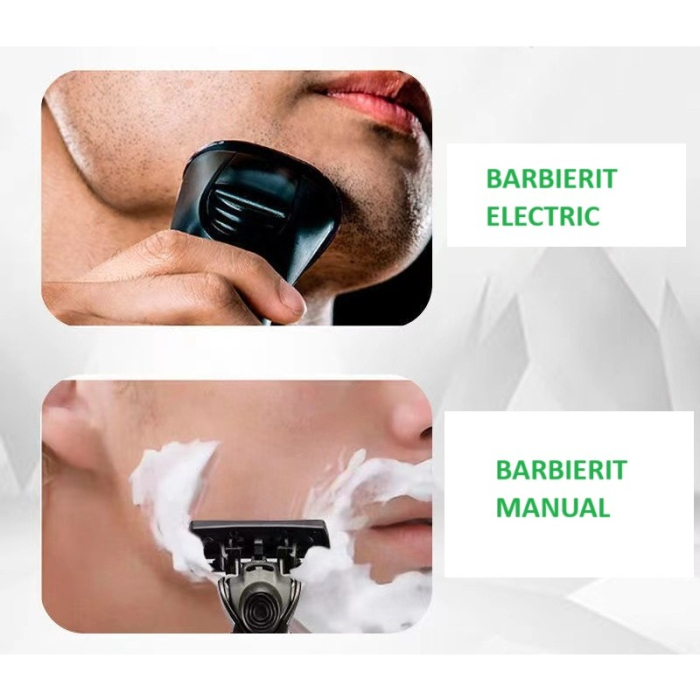 Aparat de Ras Manual, Flippy, din Otel Inoxidabil, Suport Lama + 7 Capete de Schimb Incluse, Cutie pentru Lame, Negru [4]