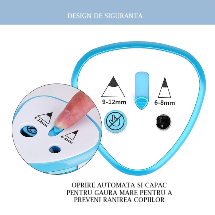 Ascutitoare Electrica cu 2 Orificii de Dimensiuni Diferite, Flippy, Gri, Baterii 4 x AA (neincluse), 7.5 x 7.5 x 7.5 cm, Albastru [2]