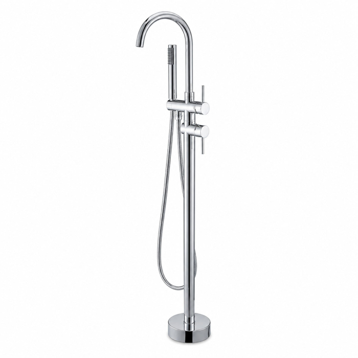 Baterie de Podea cu Cadru Rotund, Flippy, CF2032, Alama Sanitara, Pipa 18 cm, Inaltime 115 cm, Para de Dus, Crom [7]