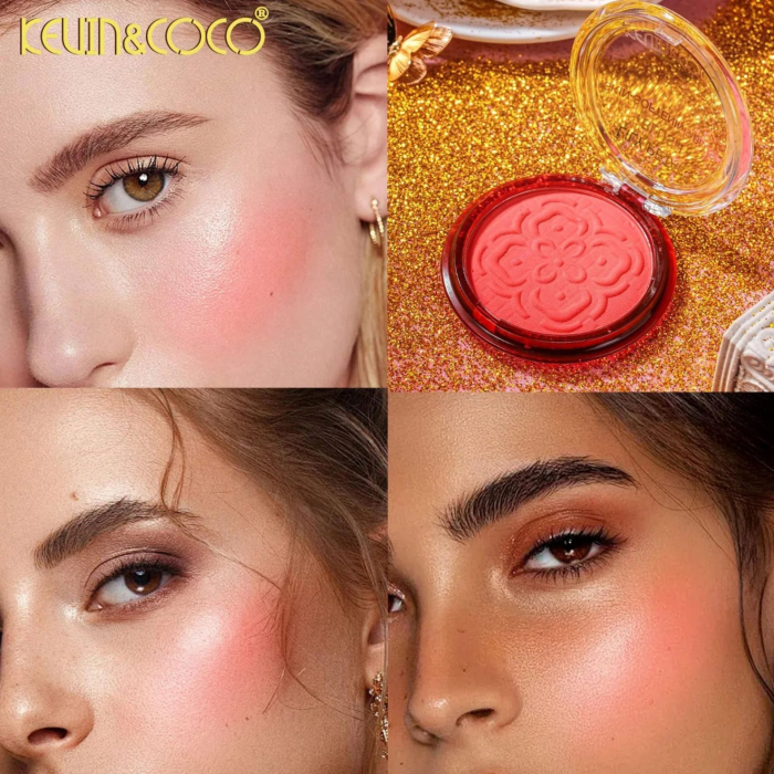 Blush Compact KEVIN & COCO Lily Petals, Model Dream, 9.3 g, Finish Natural, Efect Proaspat si Luminos, 7.5 x 7.5 x 2.1 cm, Roz Pudrat [5]