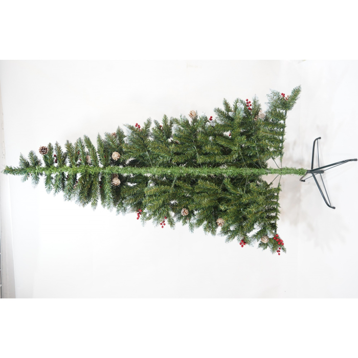 Brad Artificial de Craciun, Flippy, Sectionat pentru Perete/ Colt, 1.50 m inaltime, Verde, Decorat, Diametru Inferior 83 cm, Interior/ Exterior [4]