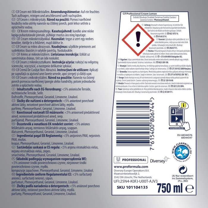 CIF Professional Cream Lemon - Crema de Curatare Non-Abraziva cu Lamaie 0.75 L [5]