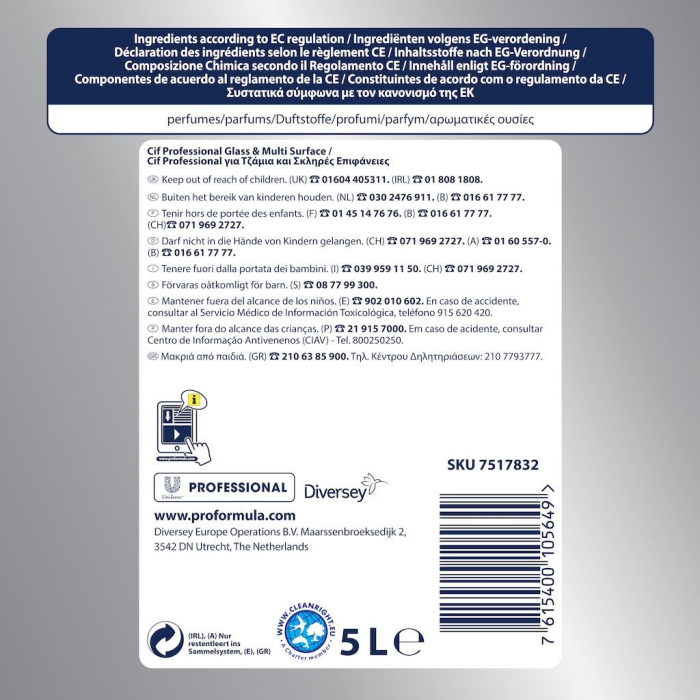 CIF Professional Glass &amp; Multi Surface - Detergent Geamuri si Suprafete 5 L [3]