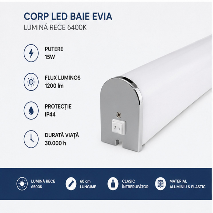 Corp LED Baie Evia 15W 6400K 60cm IP44 Alb [4]