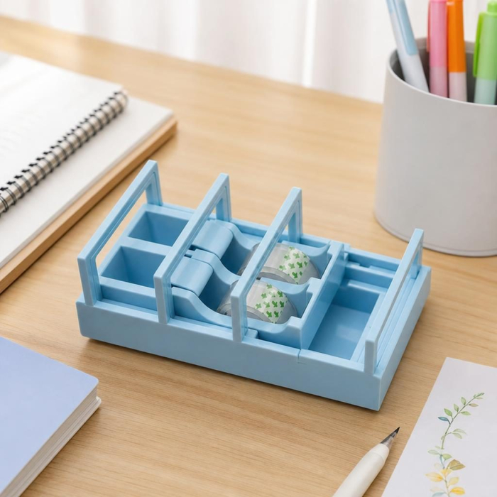 Dispenser de Banda Adeziva, Flippy, Suport pentru Banda Adeziva pentru Birou, Scoala, din Plastic, 15,5 x 7,7 x 7,4 cm, Albastru Pastel [5]