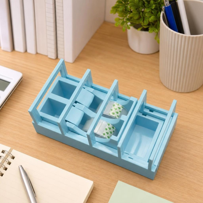 Dispenser de Banda Adeziva, Flippy, Suport pentru Banda Adeziva pentru Birou, Scoala, din Plastic, 15,5 x 7,7 x 7,4 cm, Albastru Pastel [4]