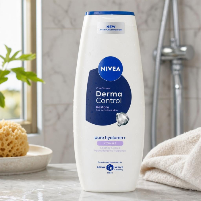 Gel de Dus, Nivea for Men, 500 ml, Derma Control Restore, Curatare si Hidratare pentru Pielea Sensibila [2]