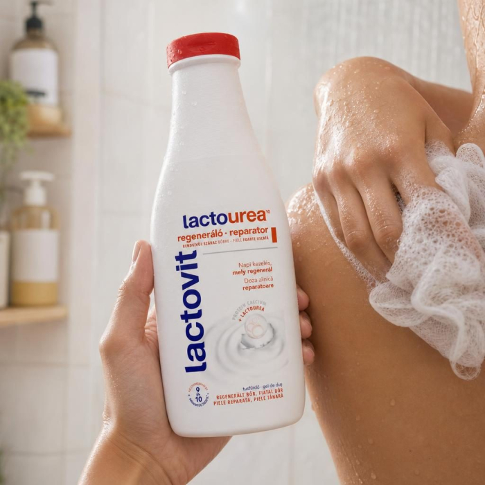 Gel de Dus Reparator, Lactovit, 600 ml Lactourea, pentru Piele Uscata [2]