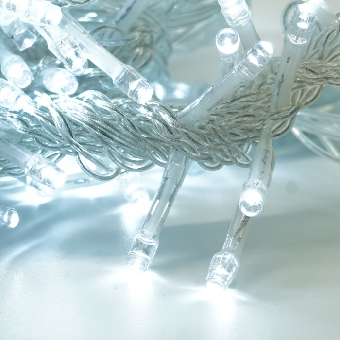 Instalatie Craciun Yoto, Tip Perdea, 2 m x 2 m, 240 LED-uri, Prelungitor 1.5 m, 8 Jocuri de Lumini, Interconectabila, Fir transparent, Interior/Exterior, Alb Rece [8]