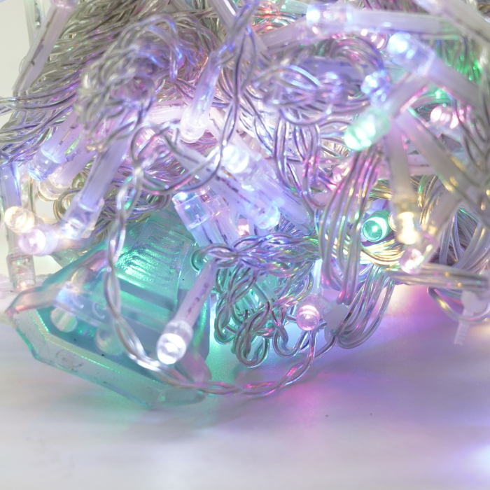 Instalatie Craciun Yoto, Tip Perdea, 2 m x 2 m, 240 LED-uri, Prelungitor 1.5 m, 8 Jocuri de Lumini, Interconectabila, Fir transparent, Interior/Exterior, Multicolor [7]