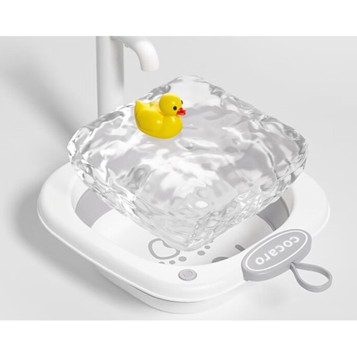 Lavoar Pliabil, Flippy, pentru Copii 1-8 Ani, 28.5x28.5x10 cm, din PE+PP, 3.5l, Model Fata, Gri [3]