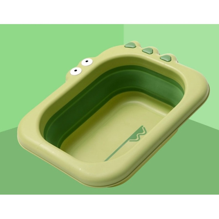 Lavoar Pliabil, Flippy, pentru Copii, din PP/TPE, Portabil, Model Crocodil, 30x24.5x9 cm, Verde [7]
