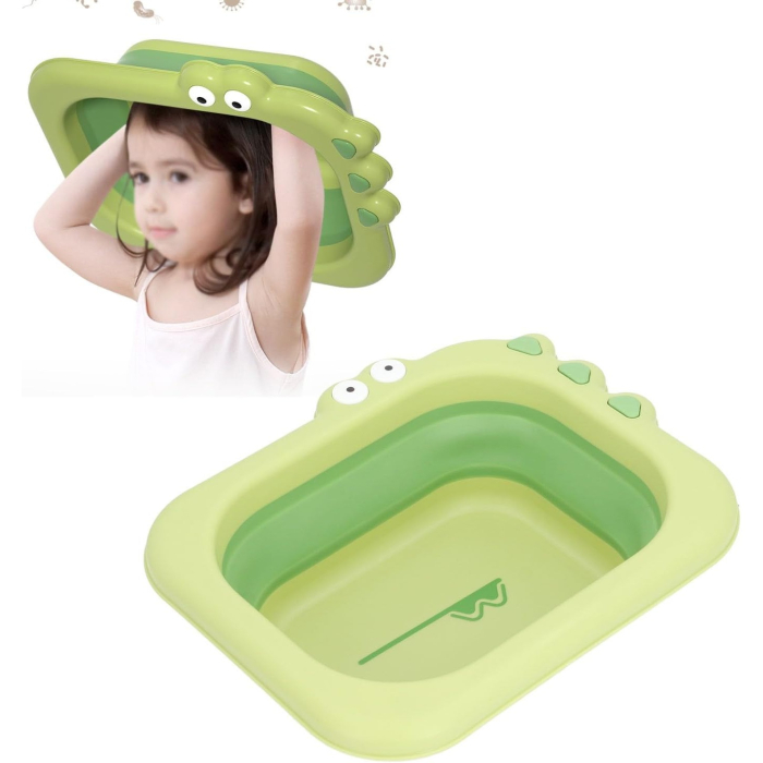 Lavoar Pliabil, Flippy, pentru Copii, din PP/TPE, Portabil, Model Crocodil, 30x24.5x9 cm, Verde [4]