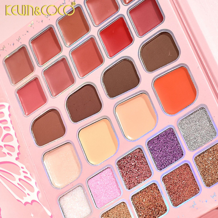 Paleta de Machiaj Profesionala KEVIN & COCO Glowy Butterfly Makeup Book, 96 Nuante, Trusa Multifunctionala pentru Ochi, Buze si Fata, Farduri Mate si Sidefate, Blush, Iluminatoare si Produse, pentru T [5]