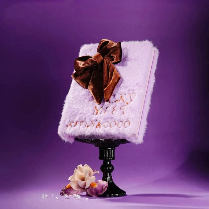 Paleta de Machiaj Tip Carte KEVIN & COCO , Model Purple Plush Bow Palette, 82 Culori, Trusa Completa pentru Ochi si Fata, Farduri, Blush, Iluminator si Contur, Design Catifelat cu Fundita, 22.8 x 17.4 [7]