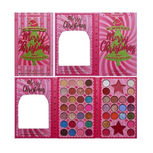 Paletă Farduri de Ploape si Farduri Pentru Obraji cu Oglindă, Kevin&Coco Merry Christmas 50 Color Eyeshadow Palette, 50 Culori Mate, Sidefate și Strălucitoare, Pentru Machiaje Naturale, Glam și Creati [2]