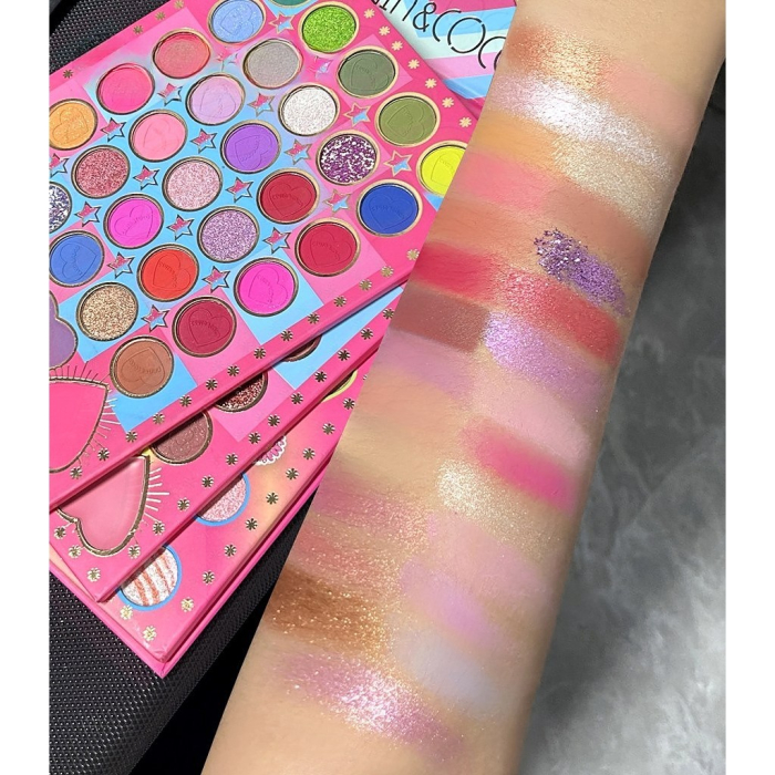 Paleta Multifuncționala de Machiaj, Kevin&Coco, 96 Farduri de Ochi si Fard de Obraz, Nuante Mate, Sidefate si Stralucitoare, Pentru Machiaje Creative și Colorate, Multicolor [8]