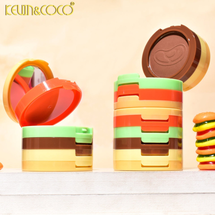 Paleta Multifunctionala, Kevin&Coco, Model Burger, Set Machiaj 5 in 1, Blush, Iluminator, Contur, Pudra, Design Compact, 122 g, 8.7 x 8.7 x 6 cm, Nuanta 02 [5]