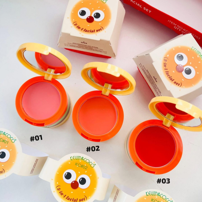 Paleta Multifunctionala, Kevin&Coco, Model Burger, Set Machiaj 5 in 1, Blush, Iluminator, Contur, Pudra, Design Compact, 122 g, 8.7 x 8.7 x 6 cm, Nuanta 02 [7]