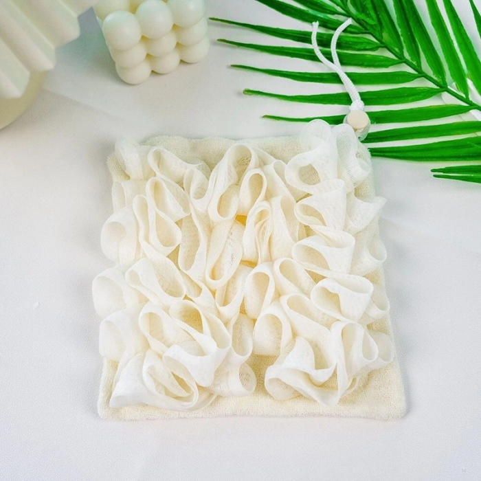 Prosop de Baie, Flippy, 2in1, cu Burete din Plasa, 17 x 17 cm, Bej [4]