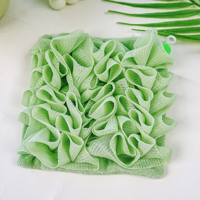 Prosop de Baie, Flippy, 2in1, cu Burete din Plasa, 17 x 17 cm, Verde [2]