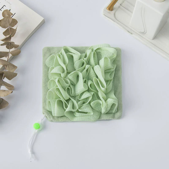 Prosop de Baie, Flippy, 2in1, cu Burete din Plasa, 17 x 17 cm, Verde [3]