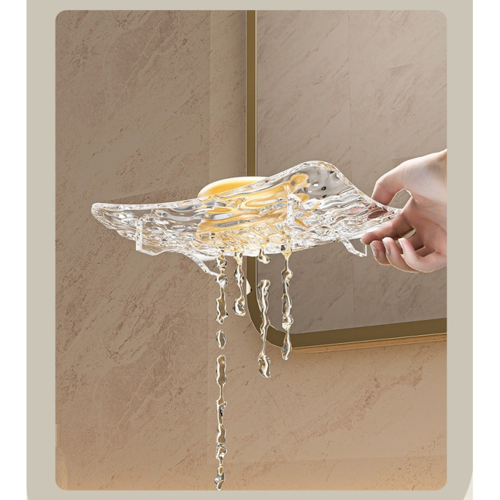 Savoniera din Plastic Flippy, 11 x 8 cm, cu Scurgere Apa, Design Modern, Transparent [6]