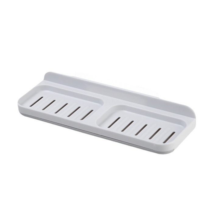 Savoniera Dubla, Flippy, de Perete, cu Compartiment de Scurgere, Montare prin Lipire, 26 x 8 x 4 cm, Gri/Alb [6]