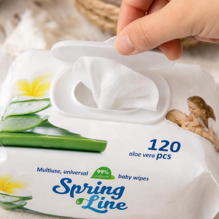 Servetele Umede, Spring Line, cu Aloe Vera, 120 buc [3]