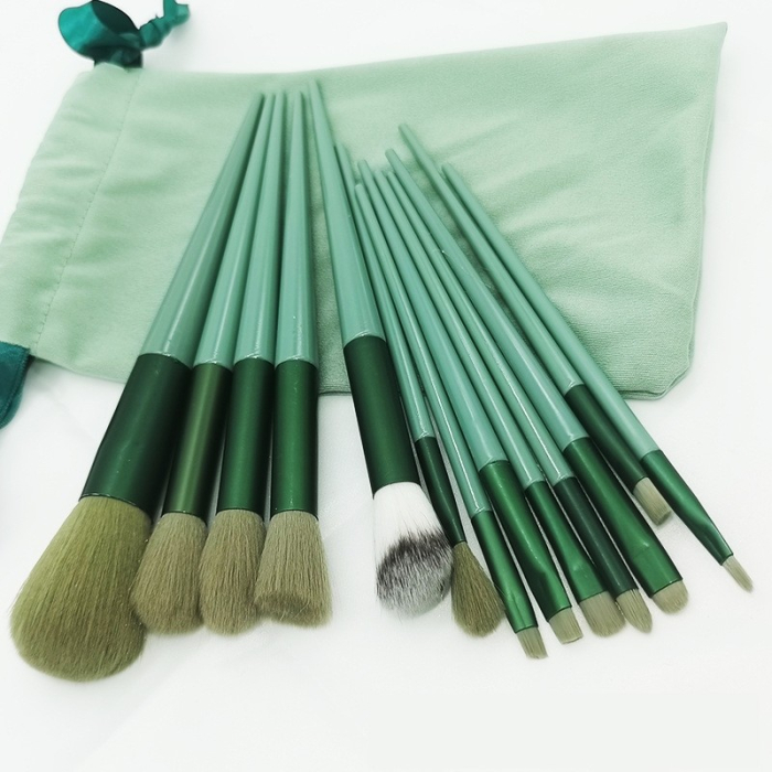 Set 13 pensule pentru machiaj, Flippy, super soft, makeup profesional/incepatori, verde [10]