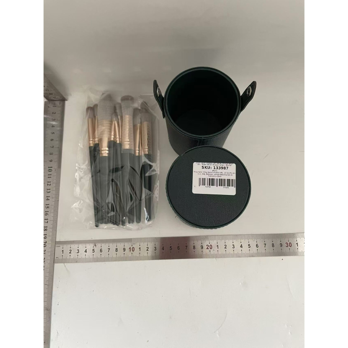 Set 14 Pensule de Machiaj Flippy cu Peri Moi, Husa si Suport pentru Depozitare, Pensule pentru Fata si Ochi, Verde [3]