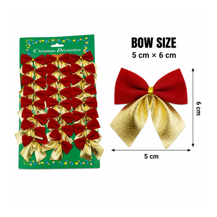 Set 24 Fundite Decorative pentru Brad de Craciun, Flippy, Rosu-Auriu, din Poliester, Decoratiuni Festive, 5 x 6 cm [6]