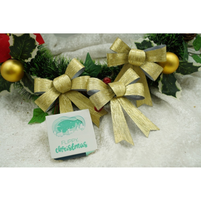 Set 3 fundite pentru brad, Aurii, 10 x 11 cm, din poliester, Flippy [3]