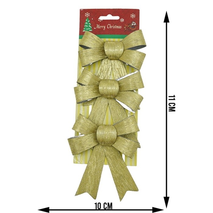 Set 3 fundite pentru brad, Aurii, 10 x 11 cm, din poliester, Flippy [6]