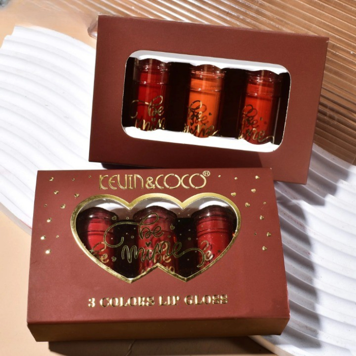 Set 3 Luciuri de Buze, Kevin&Coco Be Mine Lip Gloss, Varianta B, 3 Nuante K4, K5,K6, Finisaj Lucios si Aspect Ingrijit al Buzelelor, Ambalaj Tip Cutie Cadou cu Fereastra, Roz [4]