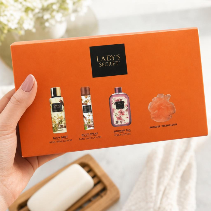 Set ingrijire corporala, Lady's Secret, Gel de Dus 250, Bodymist250, Bs75 Vanilla, 4 produse pentru femei: parfum, spray corporal, gel de dus si prosop [3]