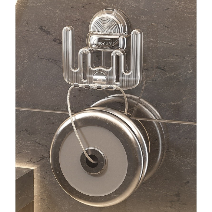 Suport Multifunctional Dublu, Pahar si Suport pentru Periuta de Dinti, Flippy, Plastic, 11 cm x 11.5 cm, Transparent [9]