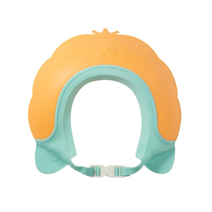 Viziera de Protectie Baie Pentru Copii, Fippy, Model Coronita Leu, Dimensiune ajustabila, Durabil, Usor de curatat, Impotriva Samponului, pentru Ochi si Urechi, TPE+PP, 21x20.5 cm, Portocaliu [12]