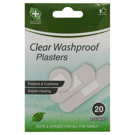 Produse Ingrijire - A, E Plasturi 20 buc Clear Washproof