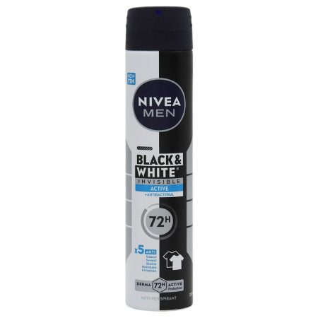 Ingrijirea Corpului - Antiperspirant Deodorant, Nivea, 200 ml Men Invisible Bw Active