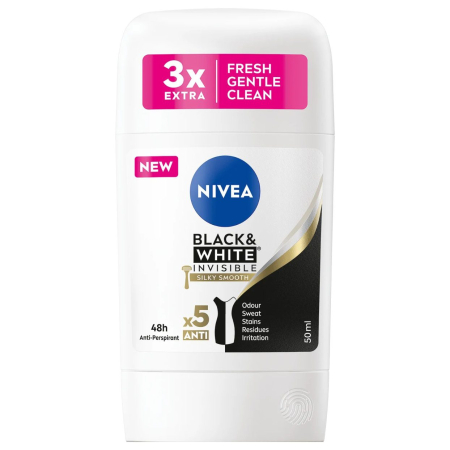 Deodorante Si Antiperspirante - Antiperspirant Stick, Nivea, 50 ml Invisible Bw Silky Smooth
