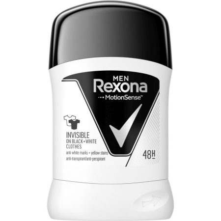 Deodorante Si Antiperspirante - Antiperspirant Stick, Rexona, 50 ml Men Invisible Bw