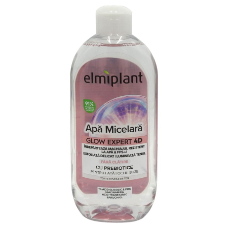 Apa Micelara Iluminatoare, Elmiplant, Glow Expert 4D, Pentru Fata, Ochi si Buze, cu Prebiotice, 400 ml [1]