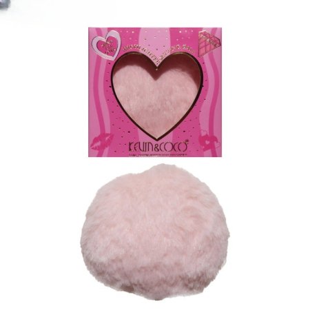 Cosmetice - Aplicator pentru Iluminator/Pudra, Tip Buretel Pufos, Kevin & Coco, 9.6 x 9.6 x 7.2cm, Roz